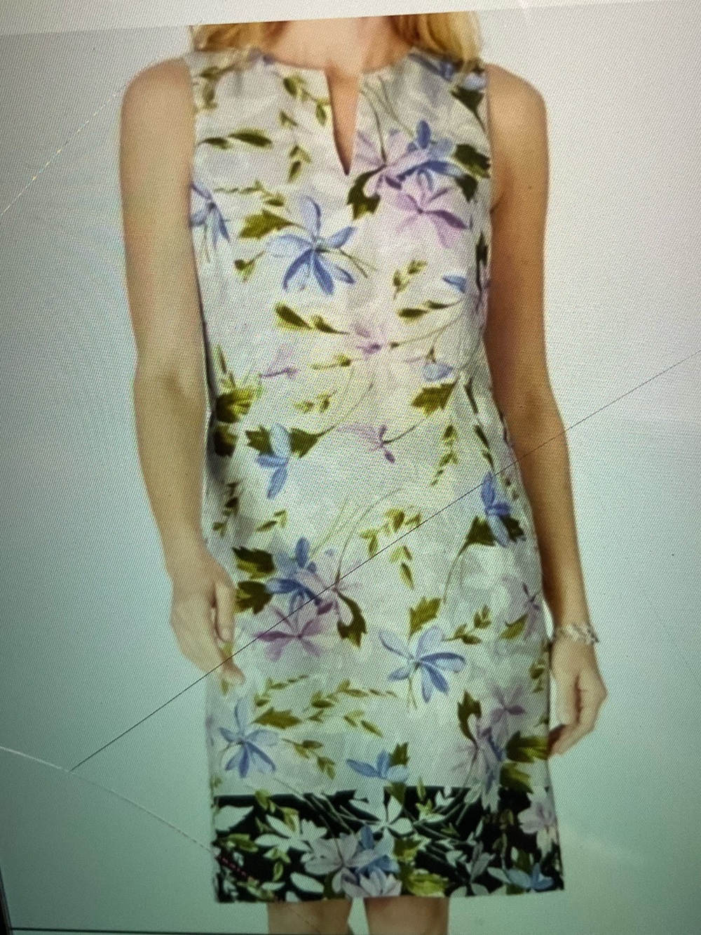 J. Jill Lavender Floral Midi Dress with Contrasting Hem